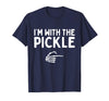 Funny Halloween Costume Holiday Party Gift I'm with The Pickle Funny Halloween Costume Matching Couples T-Shirt - Navy Blue