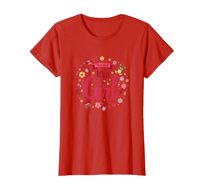 Mademark Team Girl Its a Girl Baby Shower Celebration T-Shirt - Red