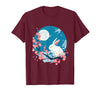 Bunny Rabbit Amidst Blossoms: Spring's Gentle Whisper T-Shirt in Burgundy