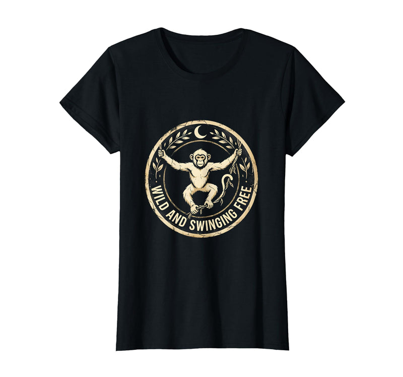 Mademark Wild and Swinging Free Monkey Graphic Design T-Shirt - Women - Black
