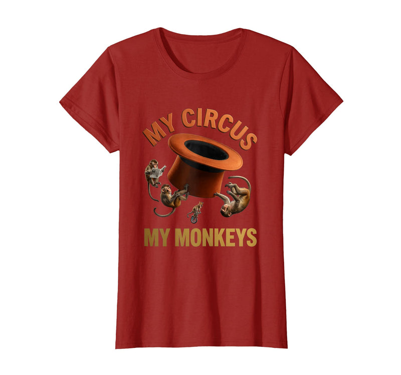 Mademark My Circus My Monkeys Funny Women Design T-Shirt - Women - Cranberry Red