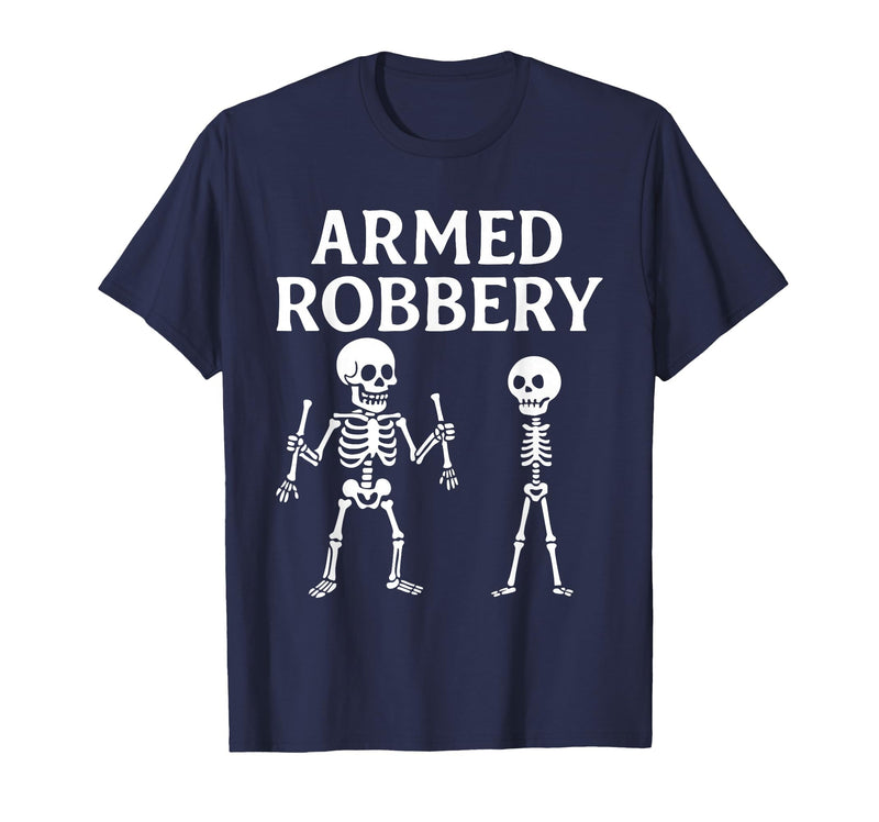 Armed Bones Joke Joke Apparel Men Women sarcastic Funny Skeleton Pun Armed Bones Joke Halloween Humor Costume T-Shirt - Navy