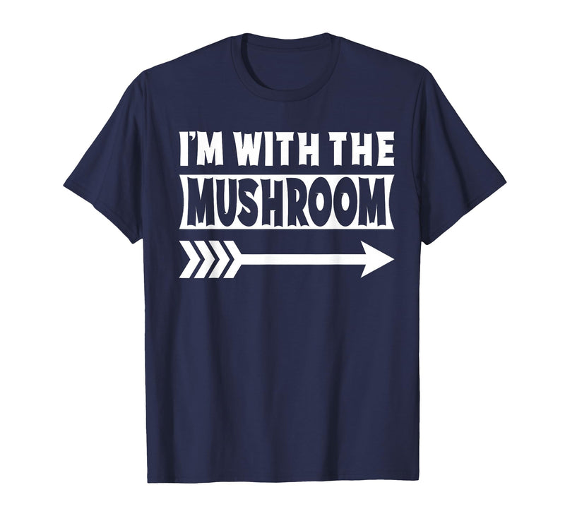 Funny Lazy & Easy Halloween Couple Costume Tee I'm with The Mushroom Halloween Costume Mushroom Halloween T-Shirt - Navy Blue