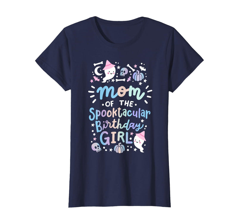 Faboolous Family Halloween Birthday Party Outfits Mom of the Spooktacular Birthday Girl Halloween Family T-Shirt - Navy Blue