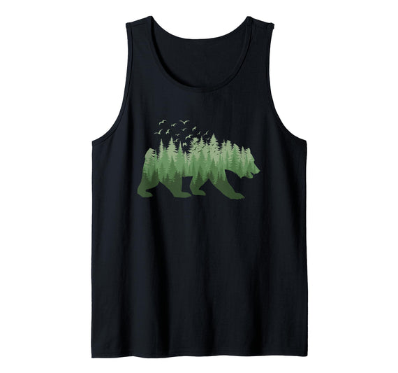Outdoor Nature Forest Animal Gifts Nature Forest Wildlife Trees Wild Animal Bear Tank Top - Black
