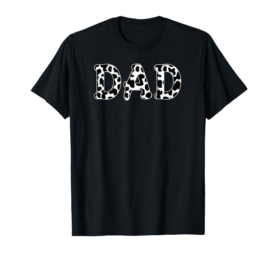 Cow Pattern Print Family Matching Birthday Apparel Cow Dad Birthday Family Matching Girl Boy Farm Birthday T-Shirt - Black