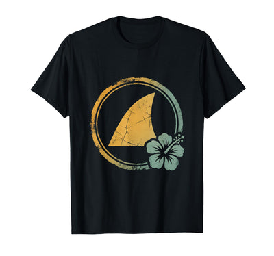 Hawaiian Shark Fin Turquoise Ocean Waves Design T-Shirt