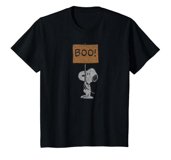 Peanuts Halloween Snoopy Boo Sign T-Shirt - Black