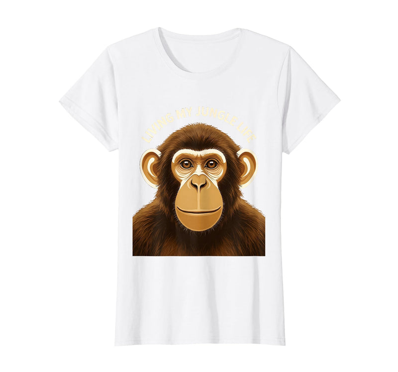 Mademark Living My Jungle Life Monkey Design T-Shirt - Women - White