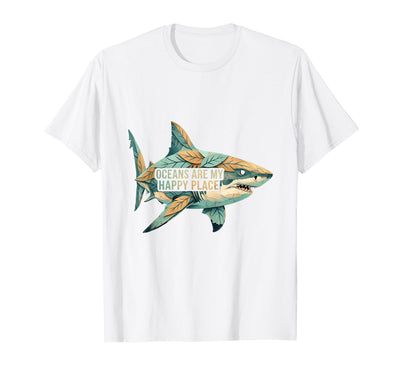 Oceans Are My Happy Place Shark Design T-Shirt