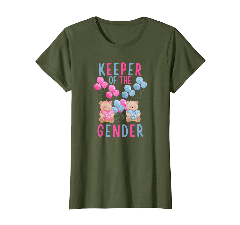 Gender Reveal Party Bear Designs Keeper of The Gender Reveal Party Gender Reveal Ideas T-Shirt - Olive Green