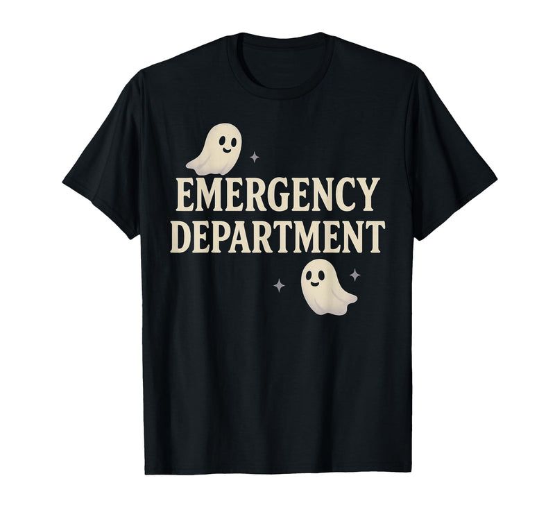 Emergency Department Shirts & Gifts HHWCo. ER Halloween Emergency Department Cute Ghost Design Spooky T-Shirt - Black