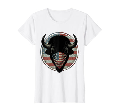 Cow Patriotic Buffalo Skull Flag Bandana T-Shirt