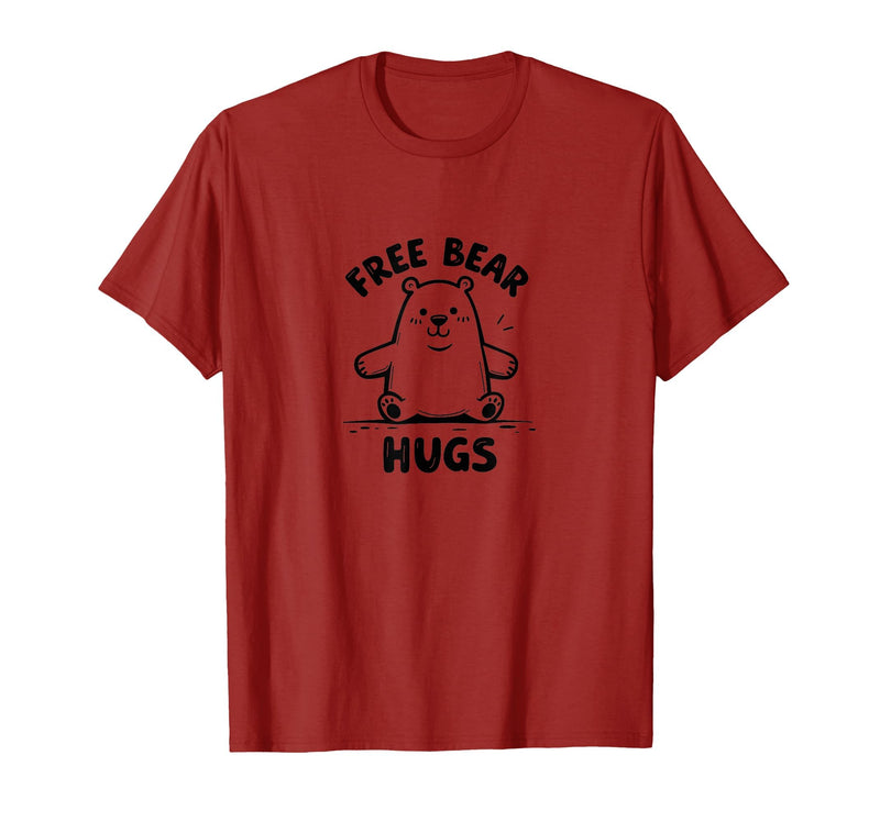 Mademark Free Bear Hugs: Cute Cartoon Animal Lover Gift T-Shirt - Cranberry Red