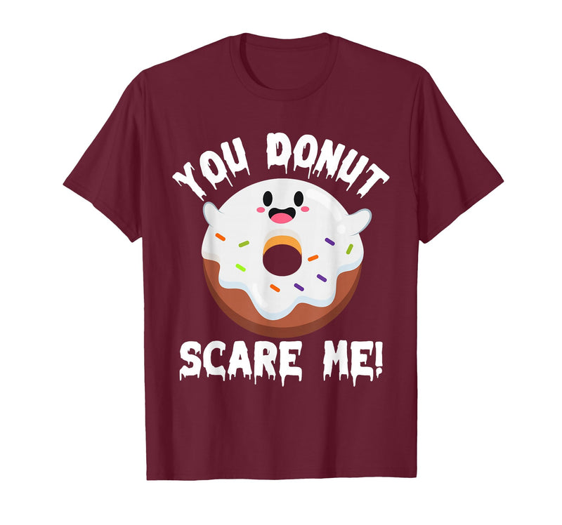 Donut Halloween Shirt Halloween Donut Costume Kids Men Women Doughnut Scare Me T-Shirt - Burgundy