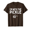 Funny Halloween Costume Holiday Party Gift I'm with The Pickle Funny Halloween Costume Matching Couples T-Shirt - Brown