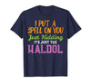 Halloween Nurse Shirts For Women Scrub Costumes Spell Just Kidding Haldol Funny Nurse Halloween RN ICU Women T-Shirt - Navy