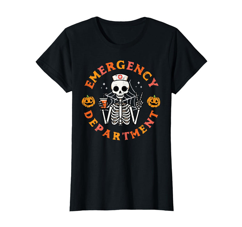 Halloween Nurse Shirts For Women Scrub Costumes Emergency Department Funny Halloween ER Nurse Women Men T-Shirt - Black