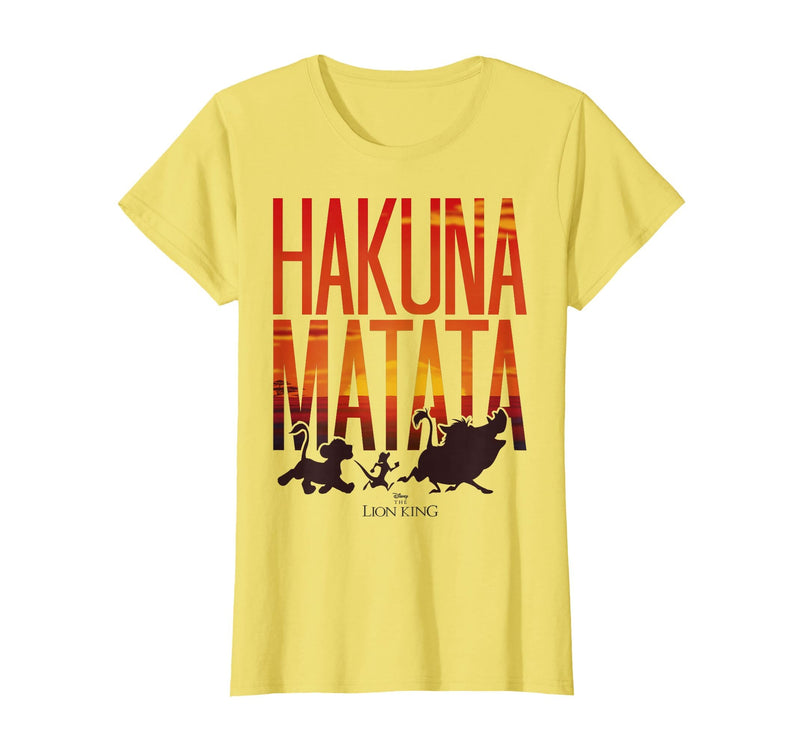 Disney Lion King Hakuna Matata Sunset Fill Trio Logo T-Shirt - Lemon Yellow
