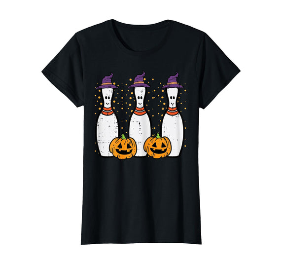 Halloween Shirts For Women Men Kids Boys Girls Halloween Bowling Costume Bowler Men Women Kids Boys Youth T-Shirt - Black