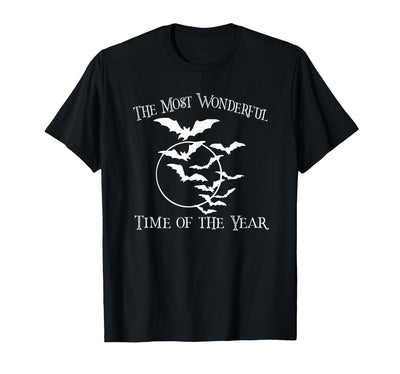 Spooky Halloween Apparel Men Women Kids Most Wonderful Time of Year Funny Halloween Bats Full Moon T-Shirt