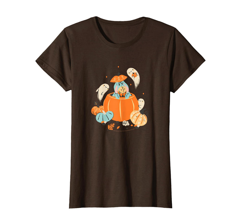 Disney Winnie The Pooh Halloween Cute Eeyore Pumpkin Patch T-Shirt - Brown