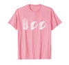 Deaf Halloween ASL Costume Boo Hands ASL Halloween Skeleton Hand American Sign Language Boo T-Shirt - Pink