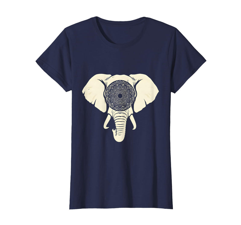 Mademark Elephant Head Ornate Mandala Illustration T-Shirt - Women - Navy Blue