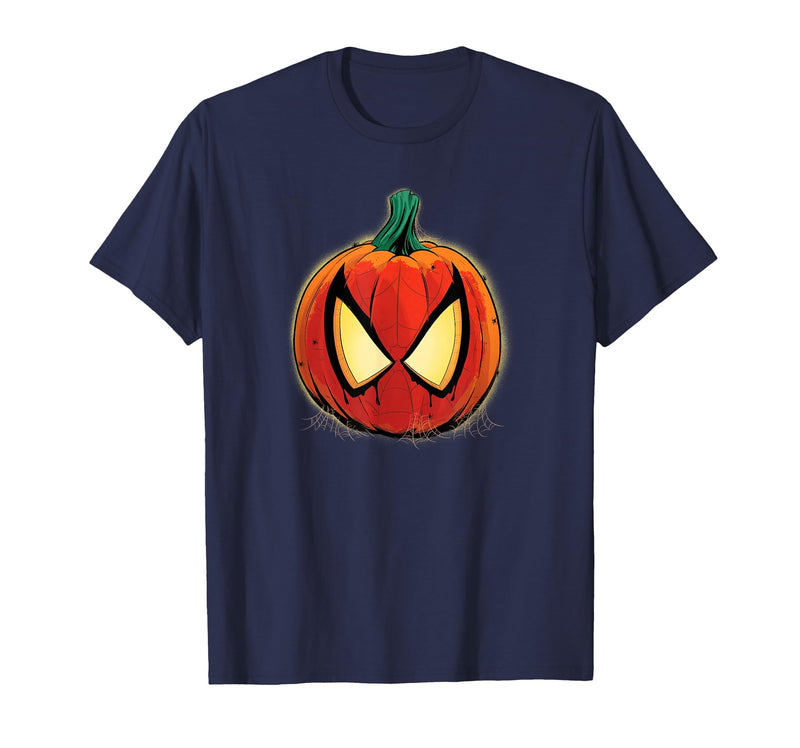 Marvel Spider-Man Halloween Spooky Pumpkin Jack-o'-Lantern T-Shirt - Navy Blue