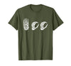 Deaf Halloween ASL Costume Boo Hands ASL Halloween Skeleton Hand American Sign Language Boo T-Shirt - Olive Green