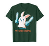 My Spirit Animal Cute Rabbit with Chainsaw T-Shirt in Dark Green