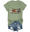 WQFQW Spooky Schnauzer Society Halloween Shirt Terrifying Halloween T-Shirt - Green