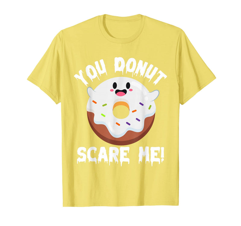 Donut Halloween Shirt Halloween Donut Costume Kids Men Women Doughnut Scare Me T-Shirt - Lemon Yellow