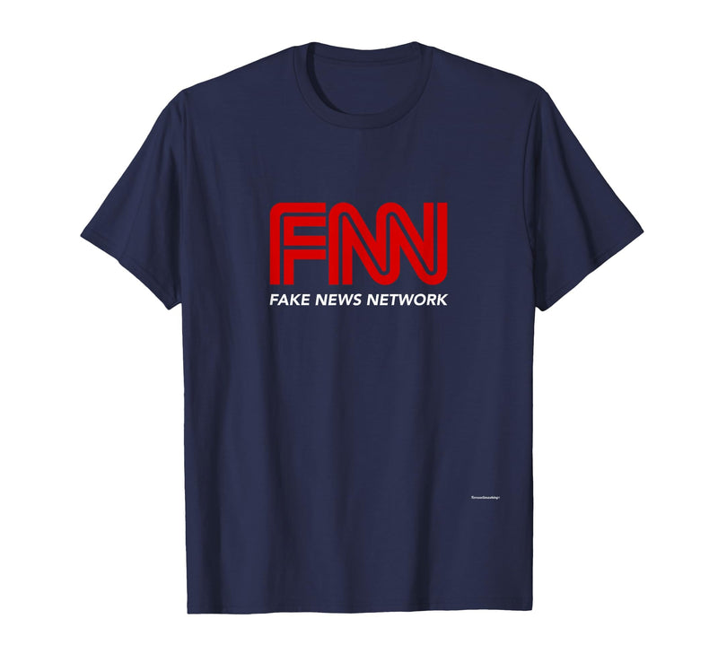 Fake News Network #fakenews Funny Trump Halloween Costume T-Shirt - Navy Blue