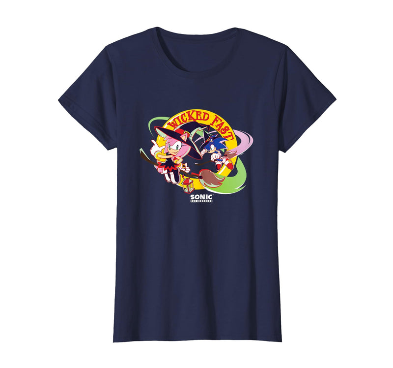 Sonic The Hedgehog Halloween Wicked Fast Witch Costumes T-Shirt - Navy Blue
