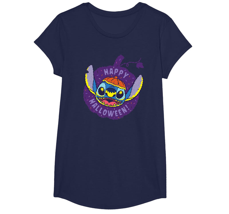 Disney Lilo & Stitch Jack-o’-Lantern Pumpkin Happy Halloween T-Shirt - Navy Blue