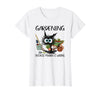 Black Cat Do Gardening Because Murder is Wrong T-Shirt - White