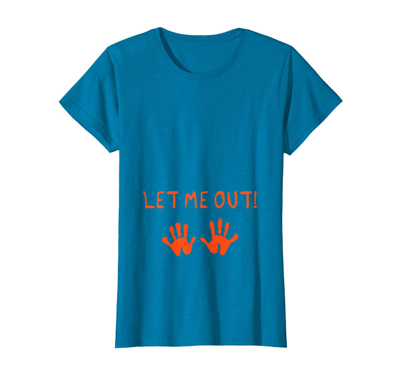 Halloween Pregnancy Costume Funny Tees Let Me Out Halloween Pregnancy Costume Baby Funny T-Shirt T-Shirt - Sapphire Blue