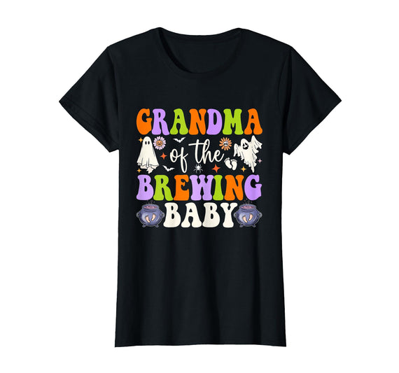 Halloween Baby Shower Spook Family Matching Outfit Grandma of Brewing Baby Halloween Theme Baby Shower Spooky T-Shirt - Black