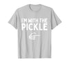 Funny Halloween Costume Holiday Party Gift I'm with The Pickle Funny Halloween Costume Matching Couples T-Shirt - Silver Grey