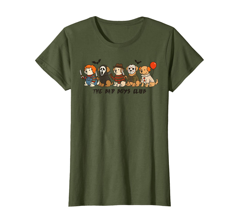 Funny Horror Movie Dogs Shirt For Dog Lovers Funny Dogs in Costumes, Horror Movie Dogs, Halloween Dog T-Shirt - Olive Green