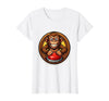 Mademark Monkey Pressing Big Red Button Funny Stupid Tee T-Shirt - Women - White