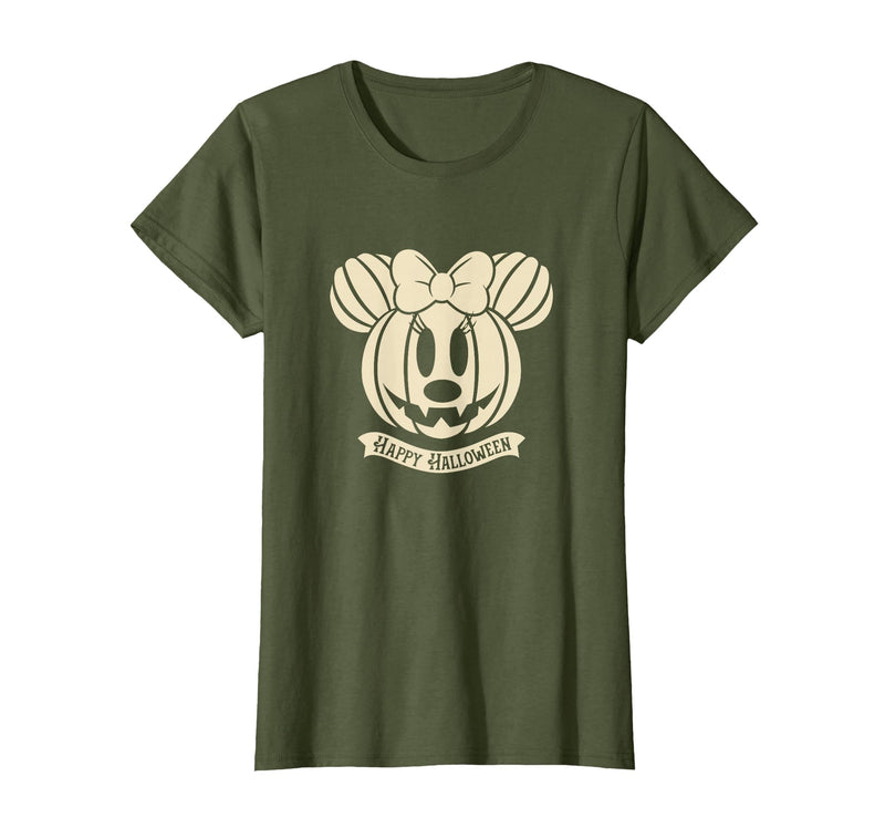 Disney Minnie Mouse Pumpkin Happy Halloween T-Shirt - Olive Green