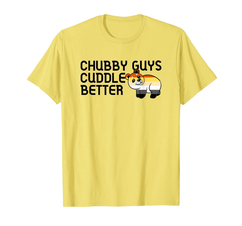 LGBTQ Pride Gifts Chubby Guys Cuddle Better Gay Bear Pride Couple Flag Love T-Shirt - Lemon Yellow