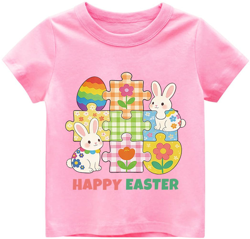Easter Day Gift for Toddler Boy Baby Girl Tractor Loving Bunny T-Shirt in Bunny Floral-pink