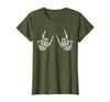 Halloween Tees for Women Men Kids Rocker Hand Sign Rock Skeleton Halloween Costume Men Women T-Shirt - Olive Green