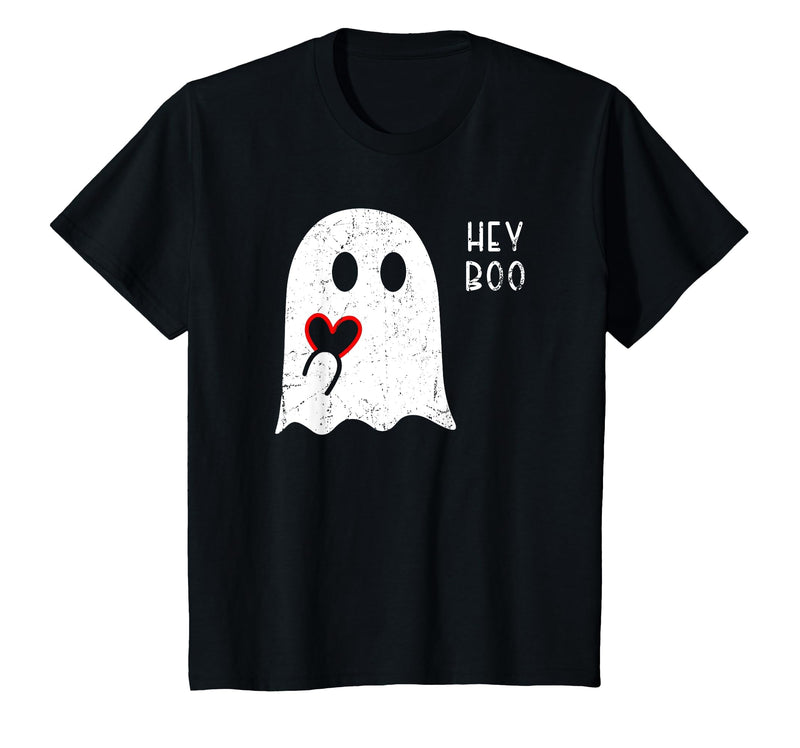 Halloween Ghosts & Stuff Clothing Hey Boo Ghost Heart Hand Sign Cute Halloween Spooky Season T-Shirt - Black
