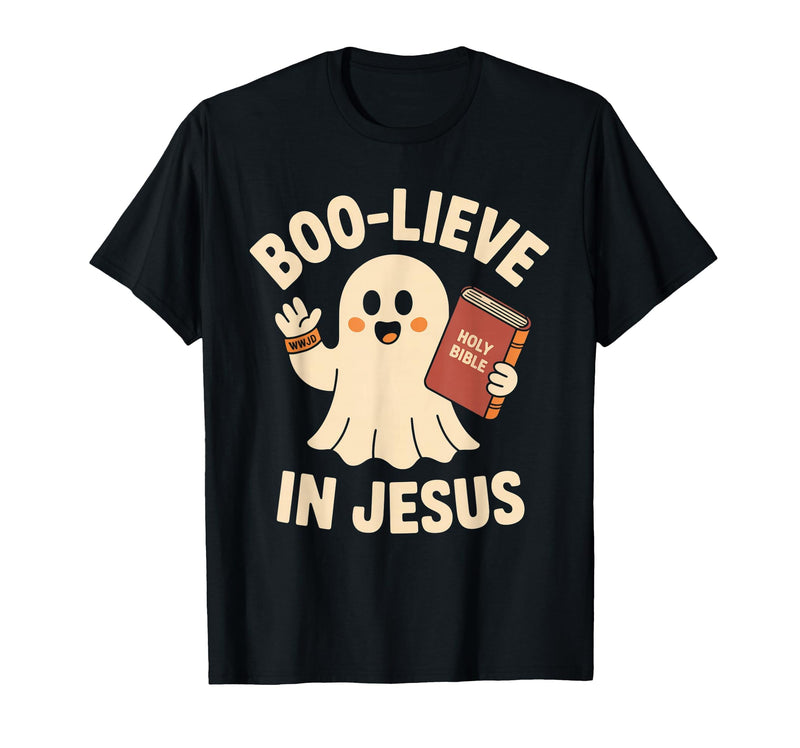 Christian Halloween Merch Boo-Lieve in Jesus - Christian Halloween Christianity T-Shirt - Black