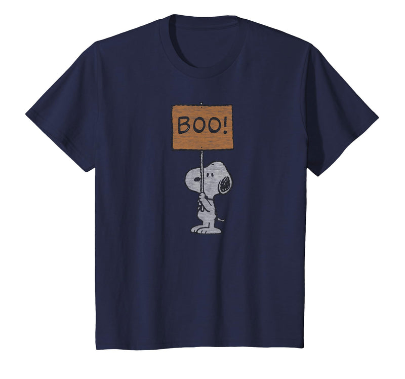 Peanuts Halloween Snoopy Boo Sign T-Shirt - Navy Blue