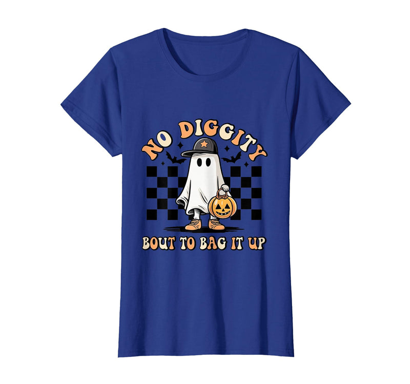 Halloween Pumkin Trick Or Treat Apparel No Diggity About to Bag It Up Trick Treat Candy Halloween T-Shirt - Royal Blue